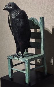 Treacy Ziegler "State of Waiting" (bird on chair) 19x9x7 bronze sculpture $3,000. SOLD